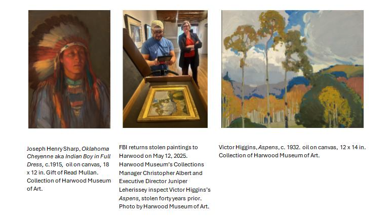 FBI returns stolen paintings to UNM's Harwood Museum of Art and